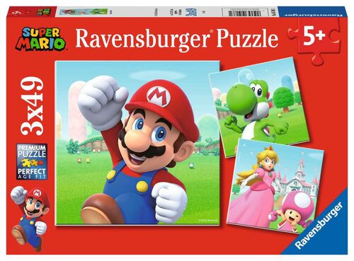 Ravensburger, Puzzle 3x49, 3 puzzles 18x18cm 49 piezas de Super Mario