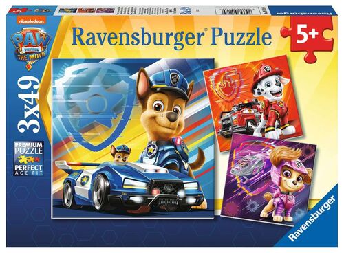 Ravensburger, Puzzle 3x49, 3 puzzles 18x18cm 49 piezas de Paw Patrol La Patrulla Canina