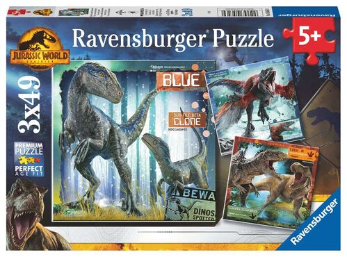 Ravensburger, Puzzle 3x49, 3 puzzles 18x18cm 49 piezas de Jurassic World