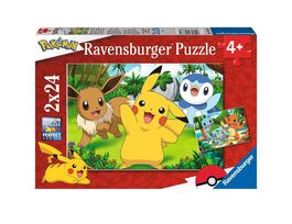 Ravensburger, Puzzle 2x24, 2 puzzles 26x18cm 24 piezas de Pokemon