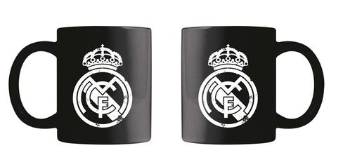 Taza cermica negra 300ml con escudo desgastado blanco en Caja de Real Madrid (1/36)