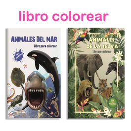 Libro colorear animales del mar y de la jungla