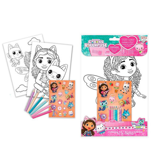 Set colorear con stickers pegatinas de Gabby's Dollhouse