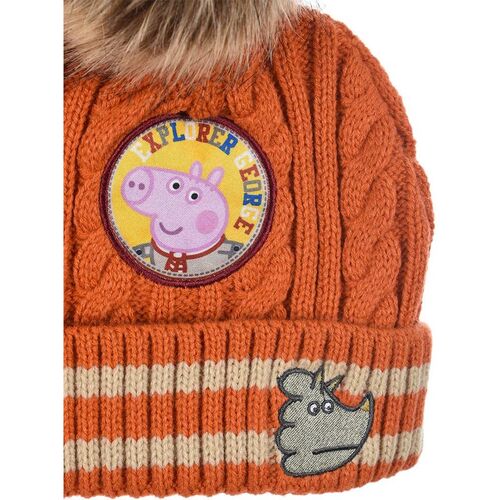 Peppa Pig hat with pompom and knitted gloves set