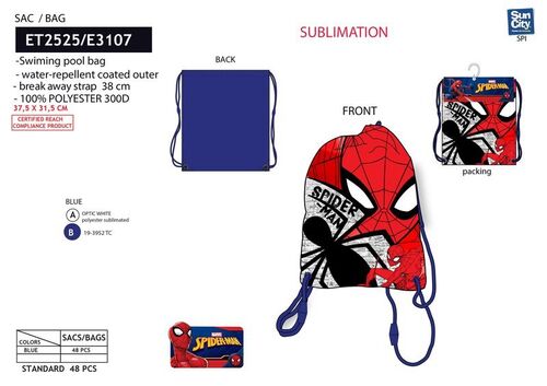 Bolsa saco cordones 37,5x31,5cm de Spiderman
