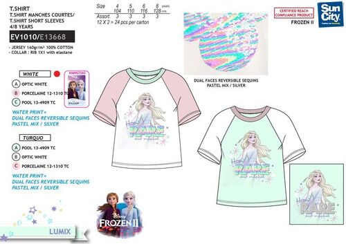 Camiseta algodn manga corta con lentejuelas reversibles de Frozen 2
