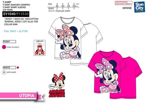 Camiseta algodn manga corta de Minnie Mouse