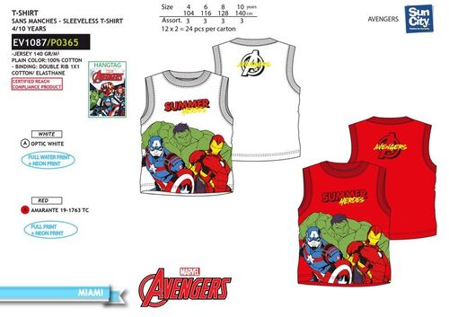 Camiseta algodn manga corta de Avengers