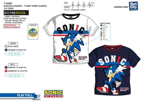 Camiseta manga corta algodn de Sonic