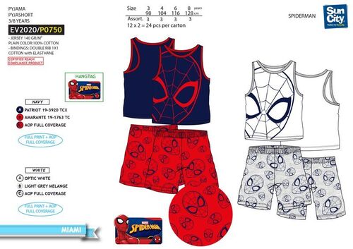 Spiderman cotton short sleeve pajamas