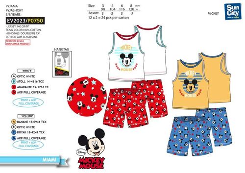 Pijama manga corta algodn de Mickey Mouse