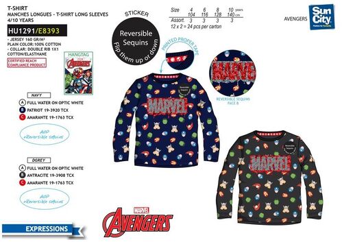 Camiseta algodn manga larga con lentejuelas reversibles de Avengers