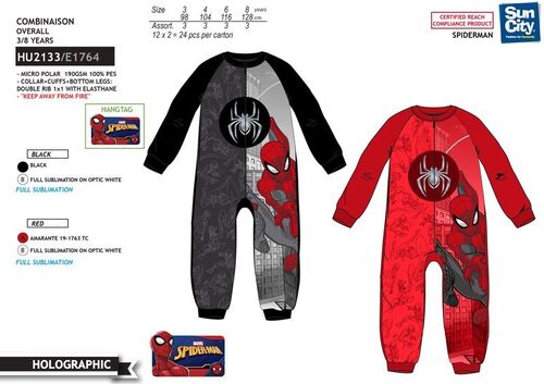 Pijama mono coralina de Spiderman