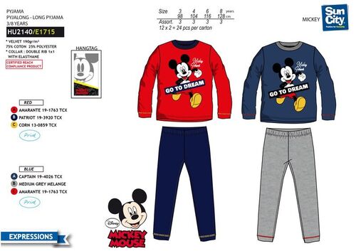 Mickey Mouse long sleeve pajamas