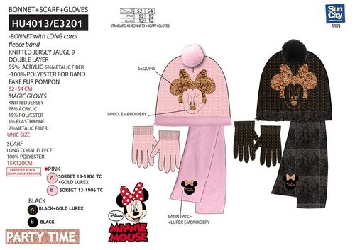 Set gorro, bufanda y guantes de Minnie Mouse