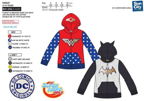 Sudadera con cremallera, capucha y bolsillos de DC Super Hero Girl