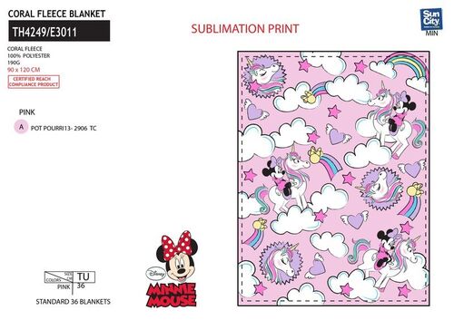 Minnie Mouse coral blanket 90x120cm