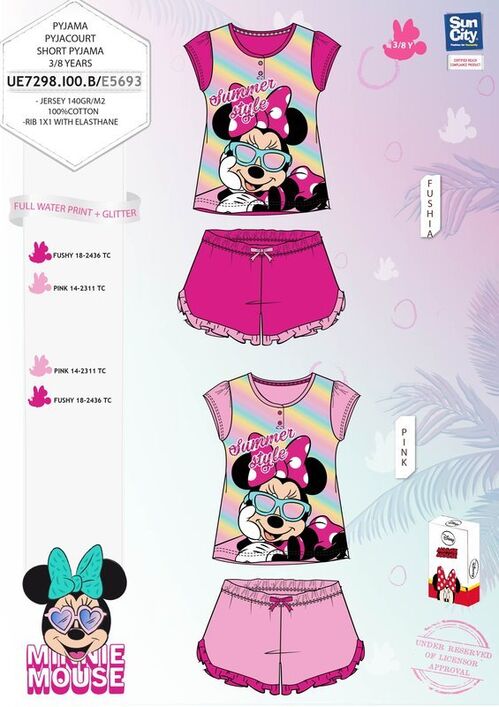 Pijama corto en caja de Minnie Mouse