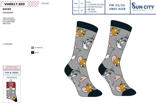 Calcetines adulto/juvenil de Tom & Jerry