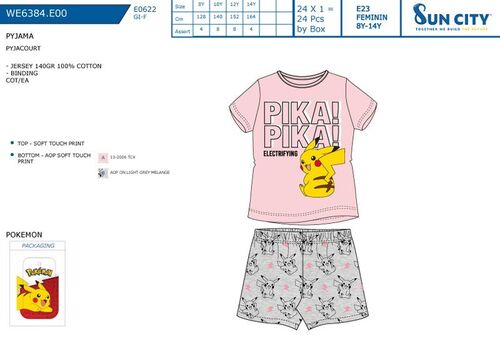 Pijama manga corta algodn de Pokemon