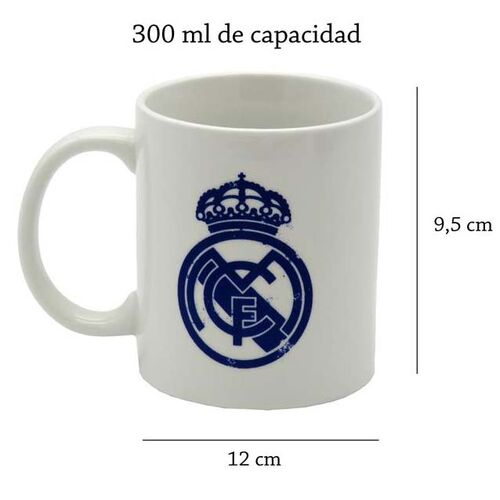 Taza cermica 300ml escudo azul desgastado en caja de Real Madrid (1/36)