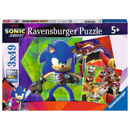 Ravensburger, Puzzle 3x49, 3 puzzles 21x21cm 49 piezas de Sonic