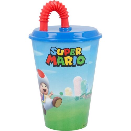 Vaso con caa 430ml de Super Mario