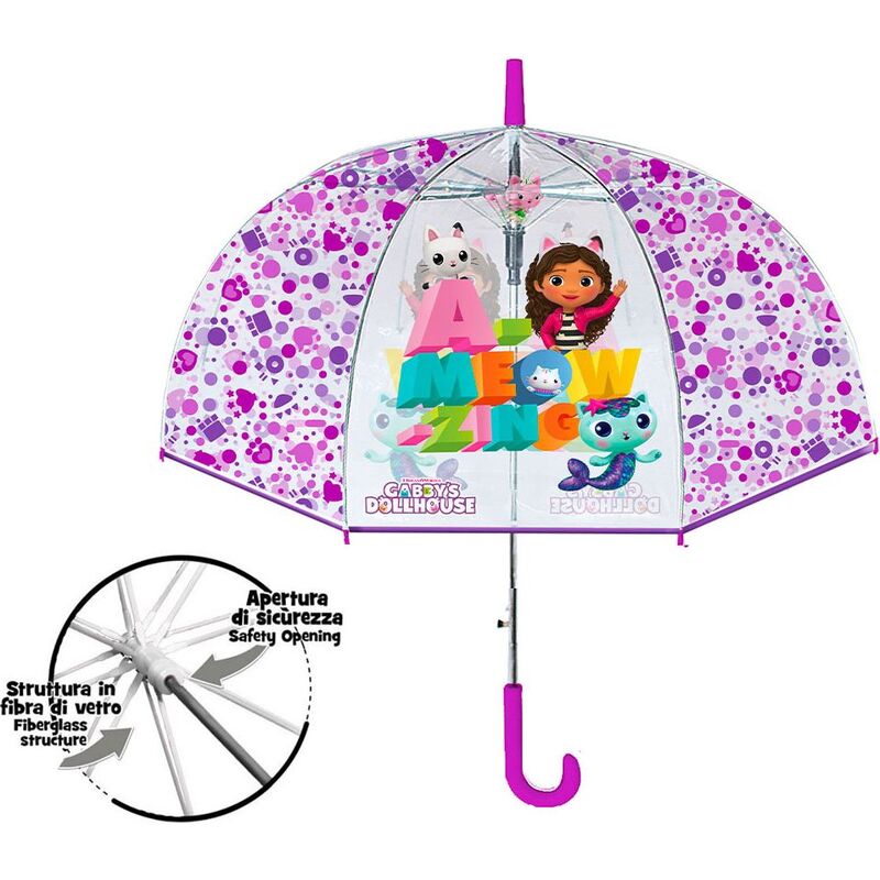 Paraguas manual transparente 48cm de Gabby's Dollhouse