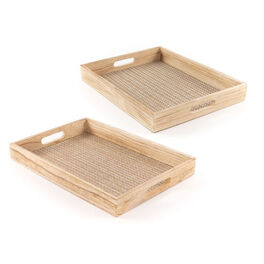 Set of 2 wooden trays