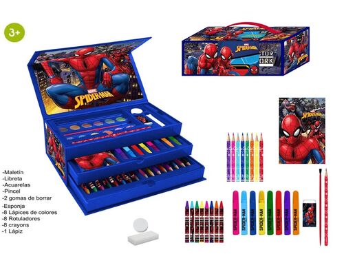 Set maletn para colorear con tres compartimientos de Spiderman Must