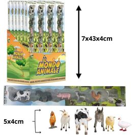 Juego tubo plstico con 6 figuras animales de granja
