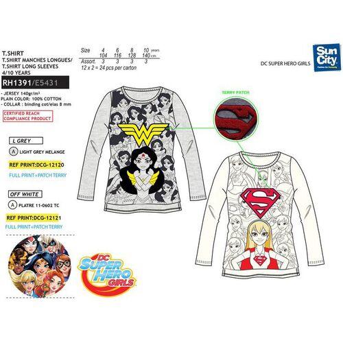 Camiseta manga larga algodn de DC Super Hero Girls