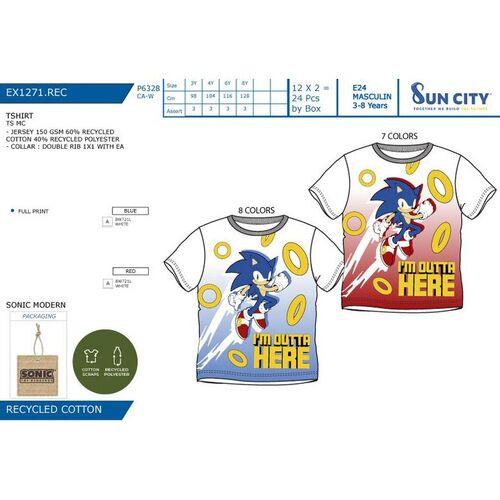Camiseta manga corta de Sonic