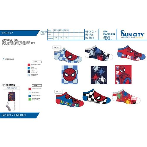 Pack 3 calcetines de tobilleros Spiderman