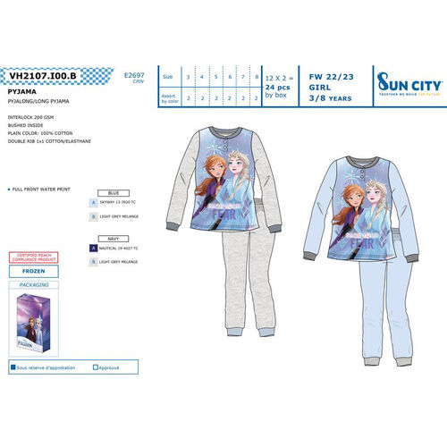 Pijama manga larga algodn en caja de Frozen