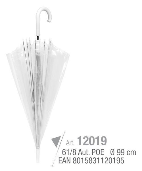 Paraguas Perletti mujer 61cm automatico poe transparente (12/60)