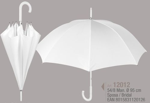 Paraguas Perletti mujer 54cm manual blanco nupcial microfibra (12/60)
